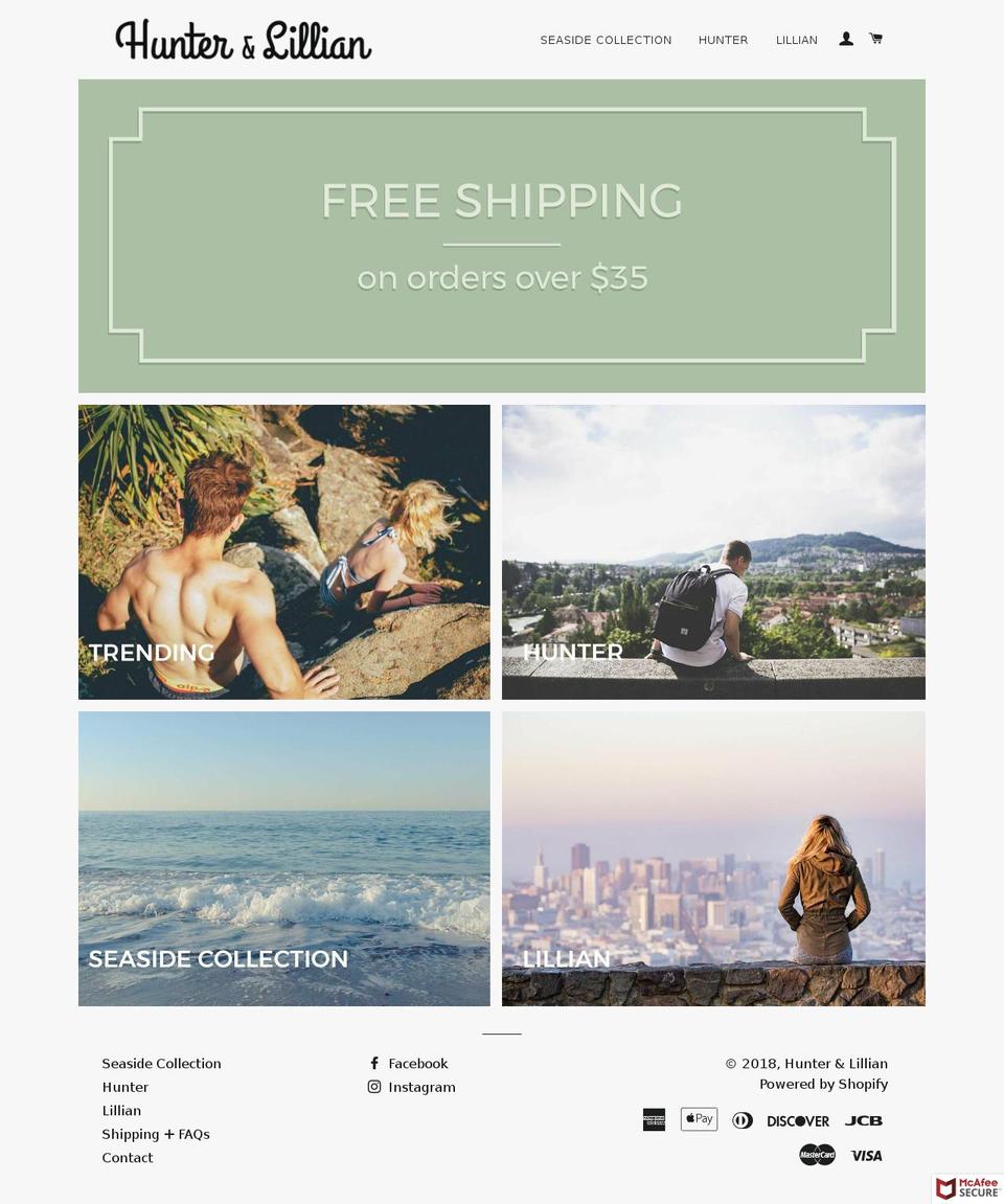 hunterandlillian.com — Shopify storefront screenshot