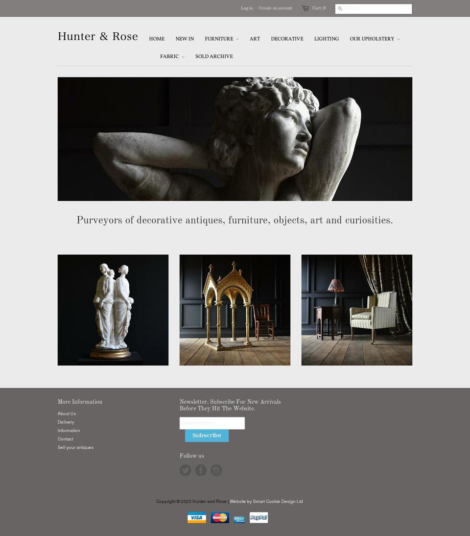 hunterandrose.co.uk shopify website screenshot