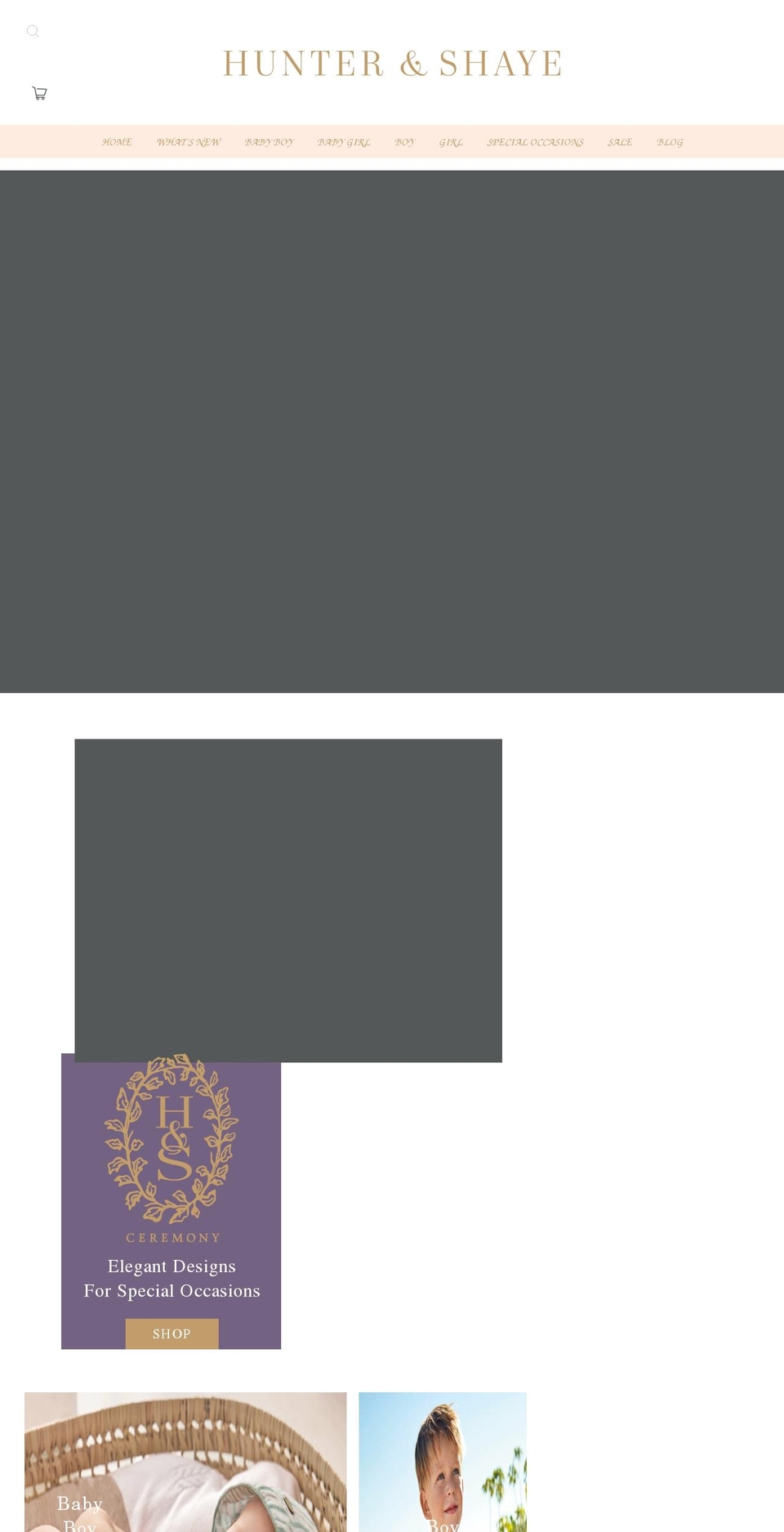 hunterandshaye.com shopify website screenshot