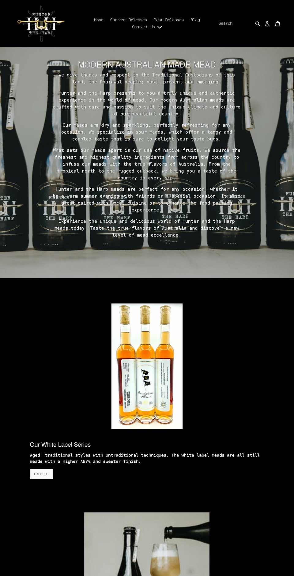 hunterandtheharp.com.au shopify website screenshot