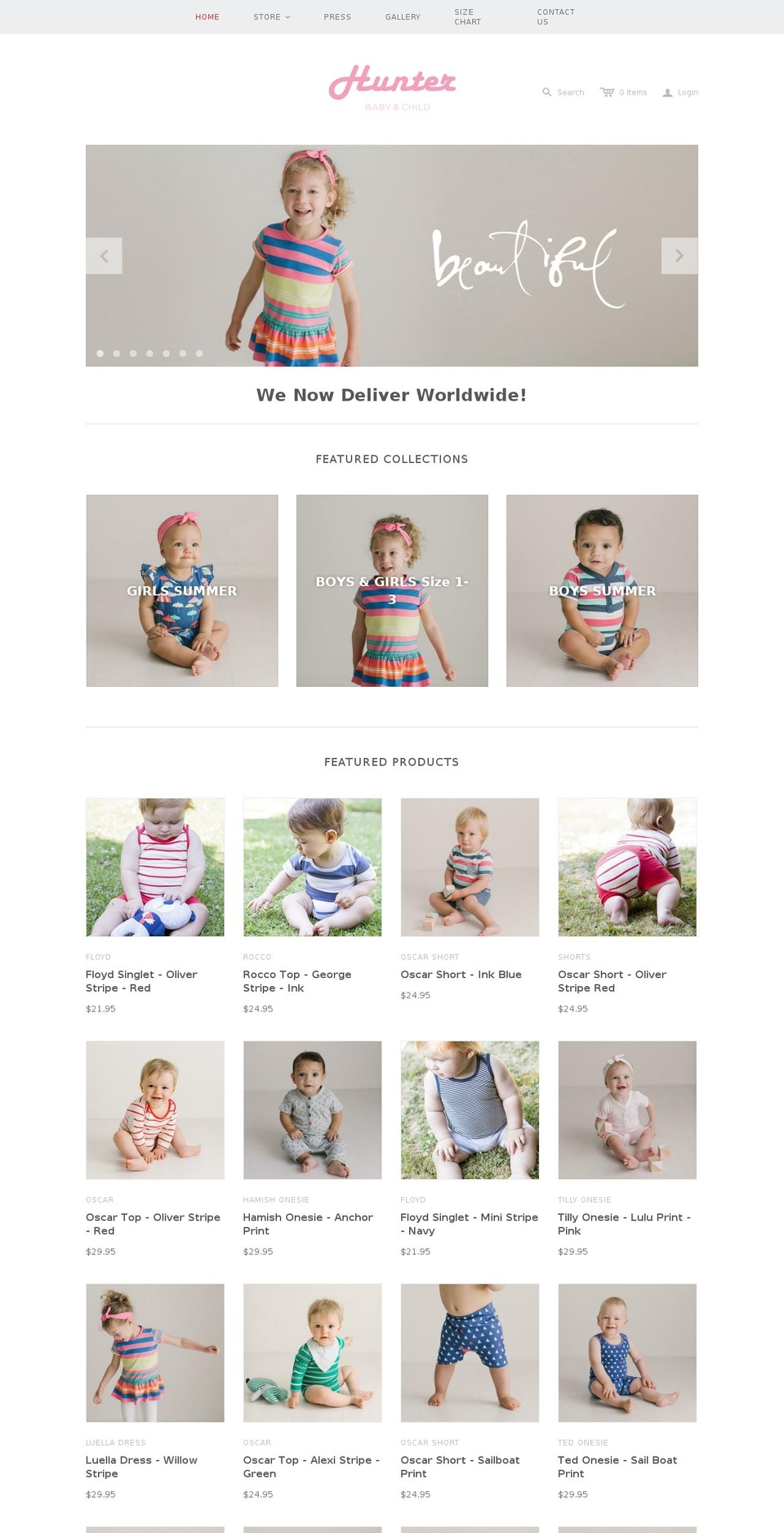 hunterbaby.com.au shopify website screenshot