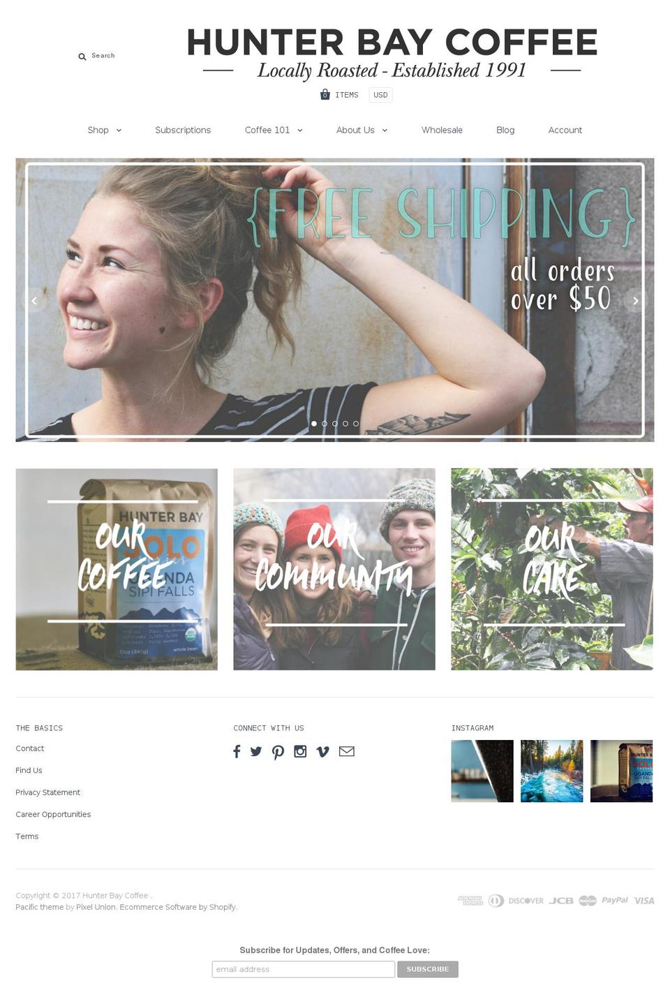 hunterbays.com shopify website screenshot