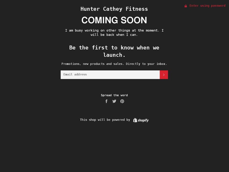 huntercatheyfitness.com — Shopify storefront screenshot