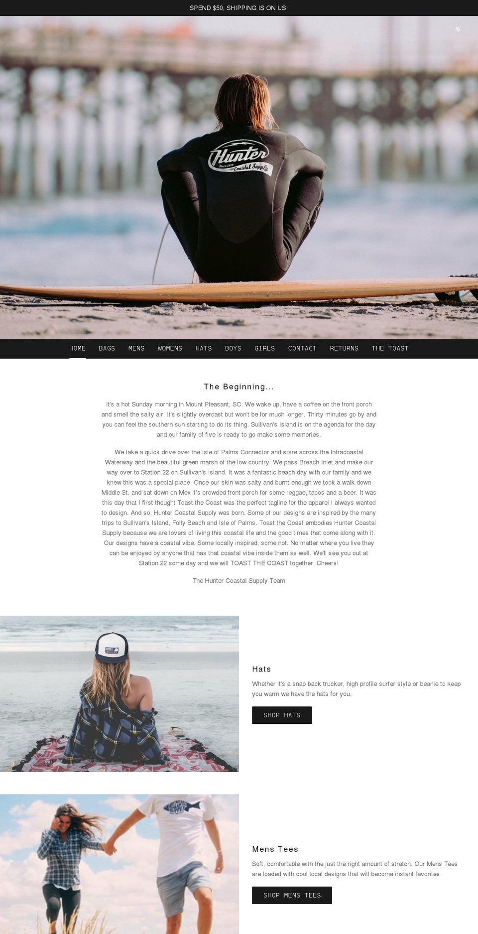huntercoastalsupply.com shopify website screenshot