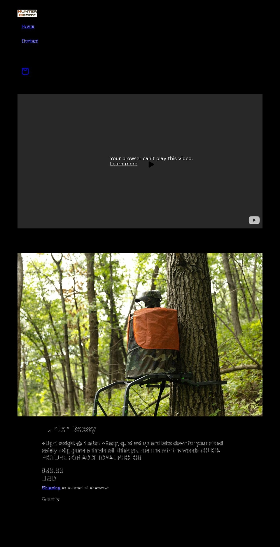 hunterdecoy.com shopify website screenshot