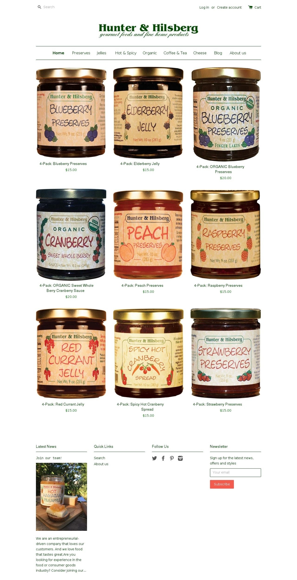 hunterhilsberg.com shopify website screenshot