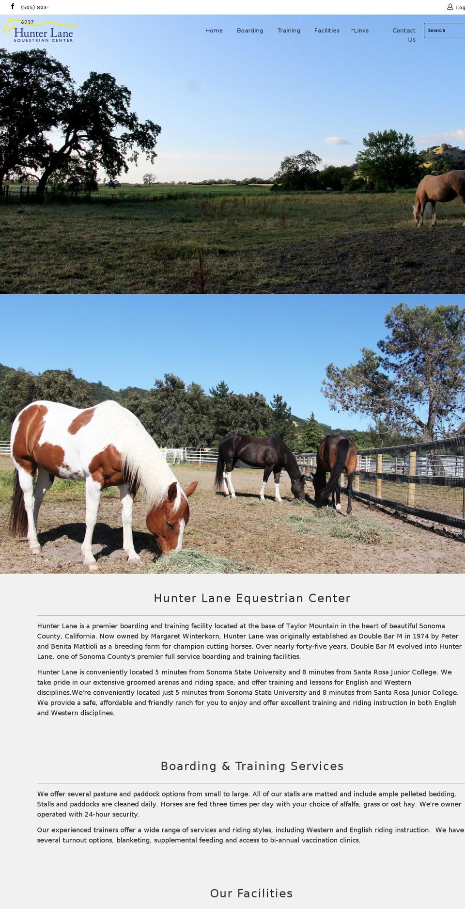 hunterlanehorses.com — Shopify storefront screenshot