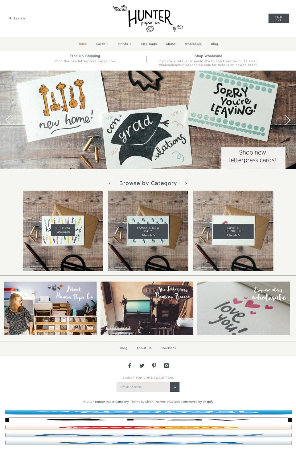 hunterpaperco.com shopify website screenshot