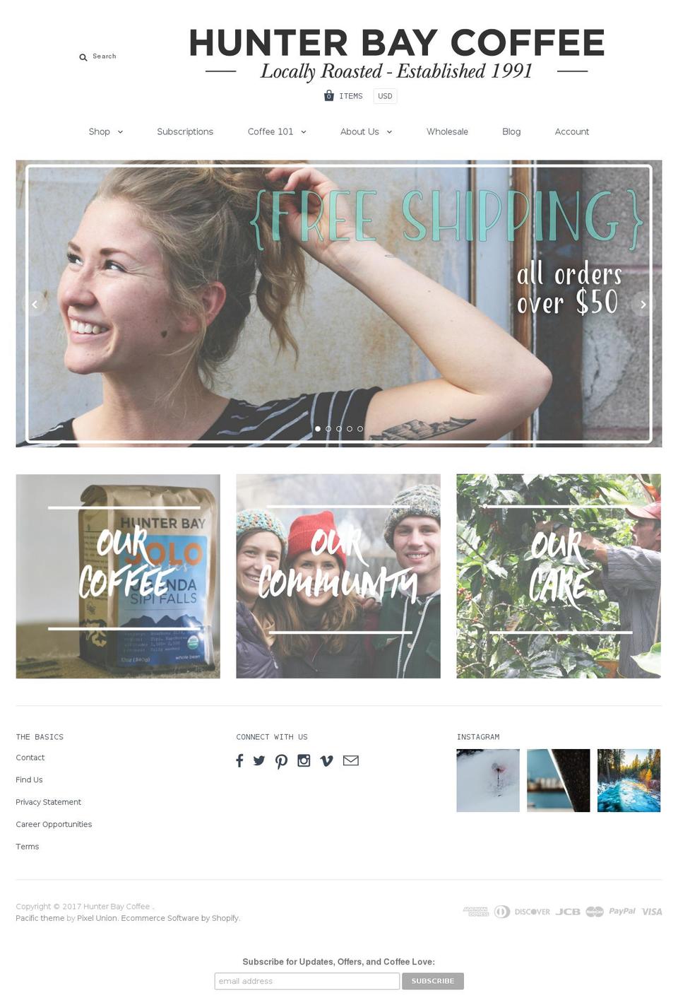 huntersbays.com shopify website screenshot
