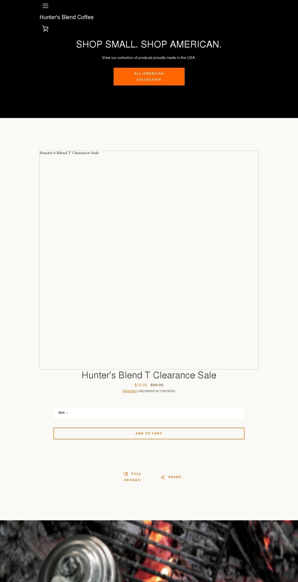 huntersblendcoffee.com shopify website screenshot