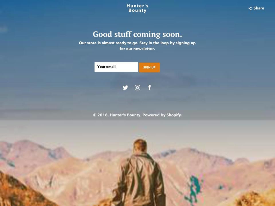 Pre-launch Shopify theme site example huntersbounty.com