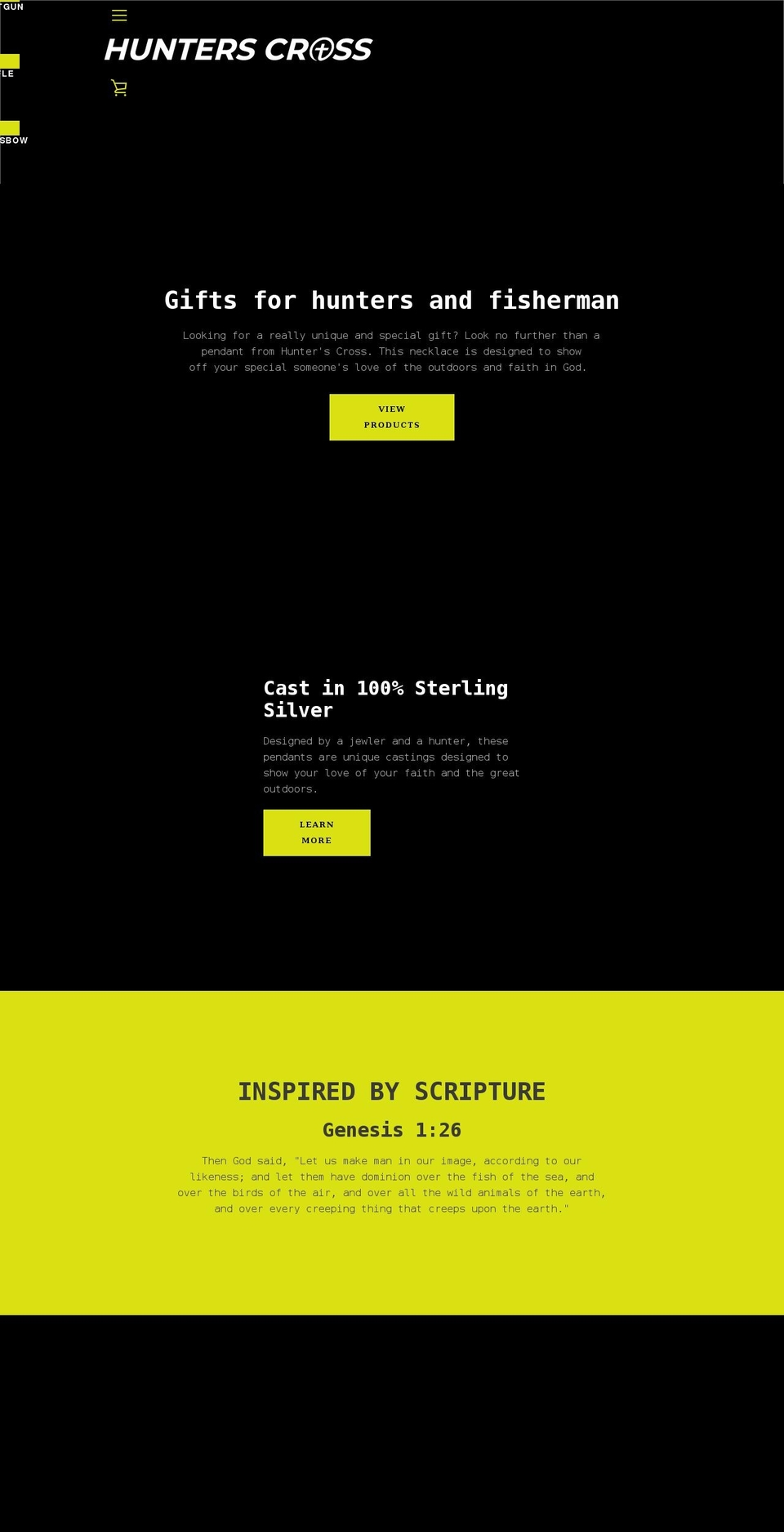 hunterscross.com shopify website screenshot