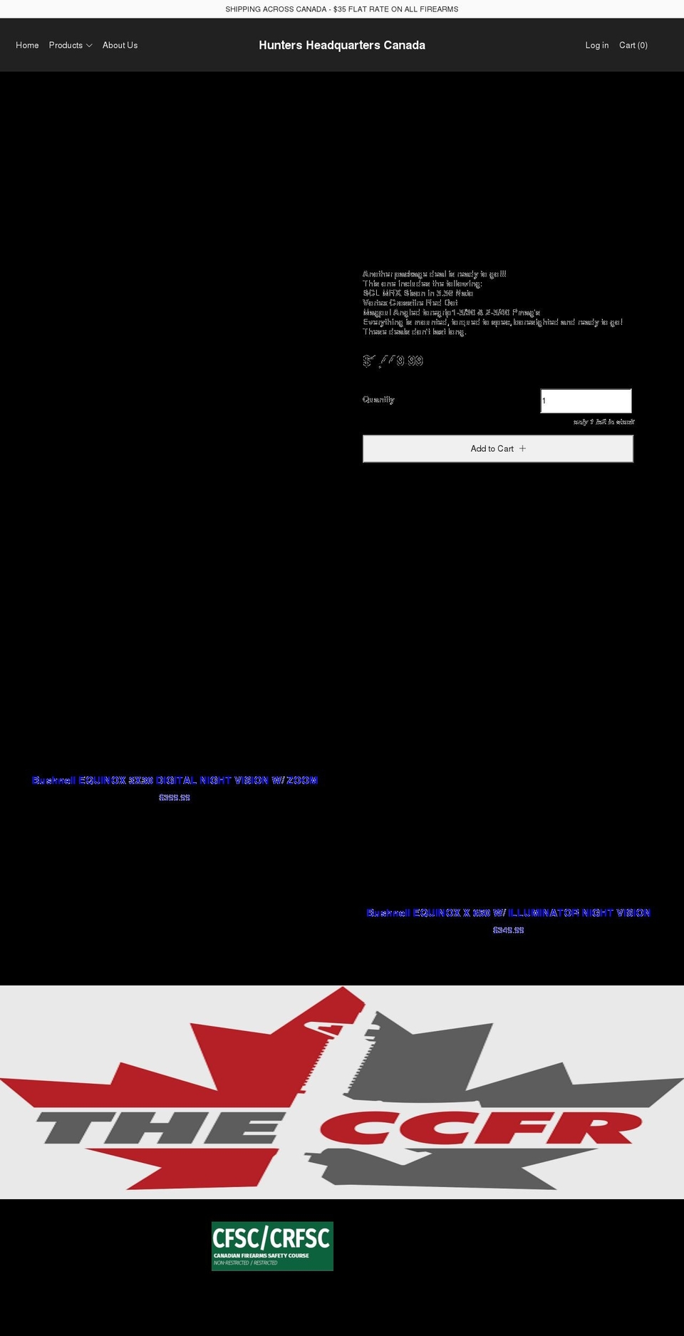 huntersheadquarters.ca shopify website screenshot