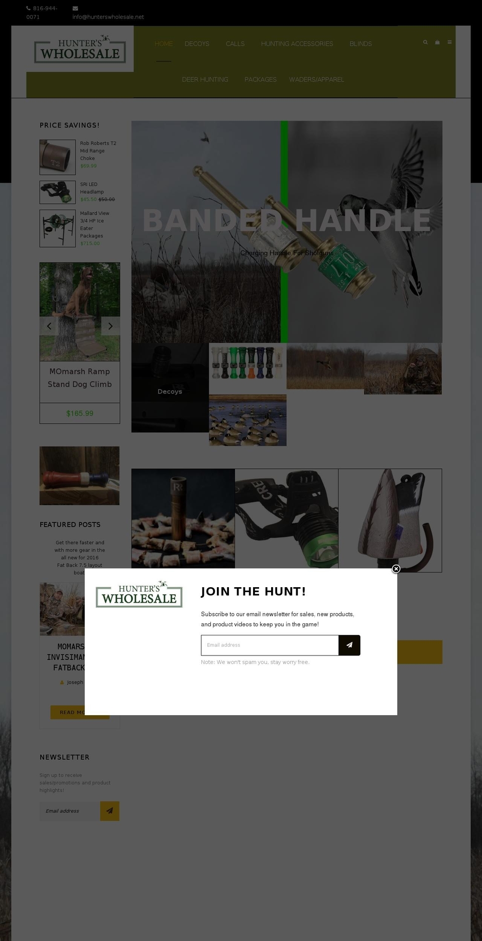 First Draft Shopify theme site example hunterswholesale.net