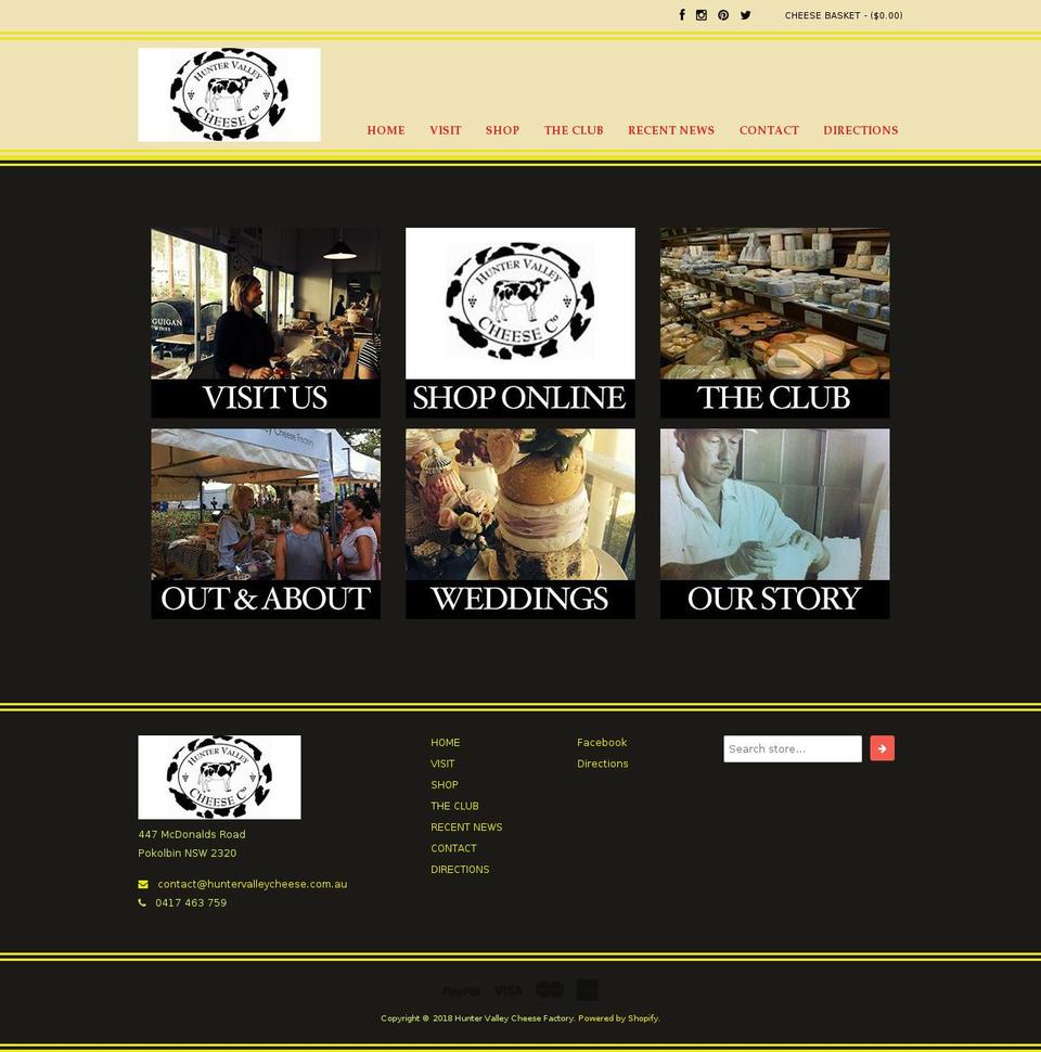 natural Shopify theme site example huntervalleycheese.com.au