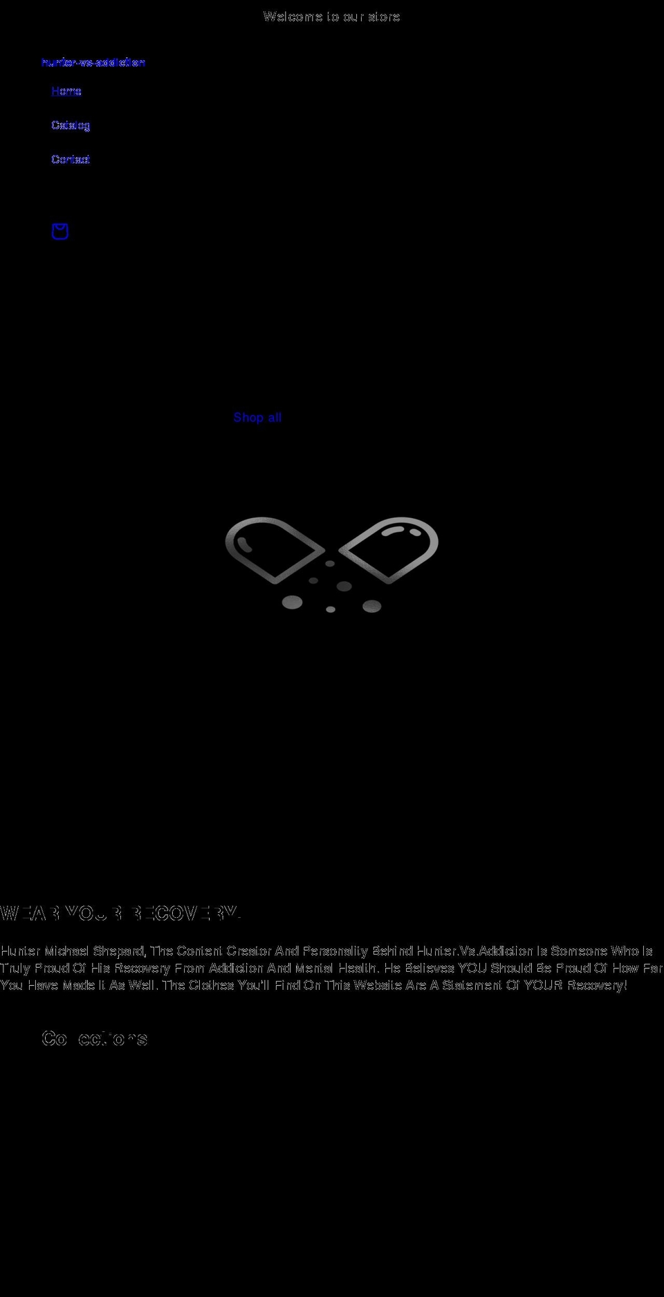 huntervsaddiction.com shopify website screenshot