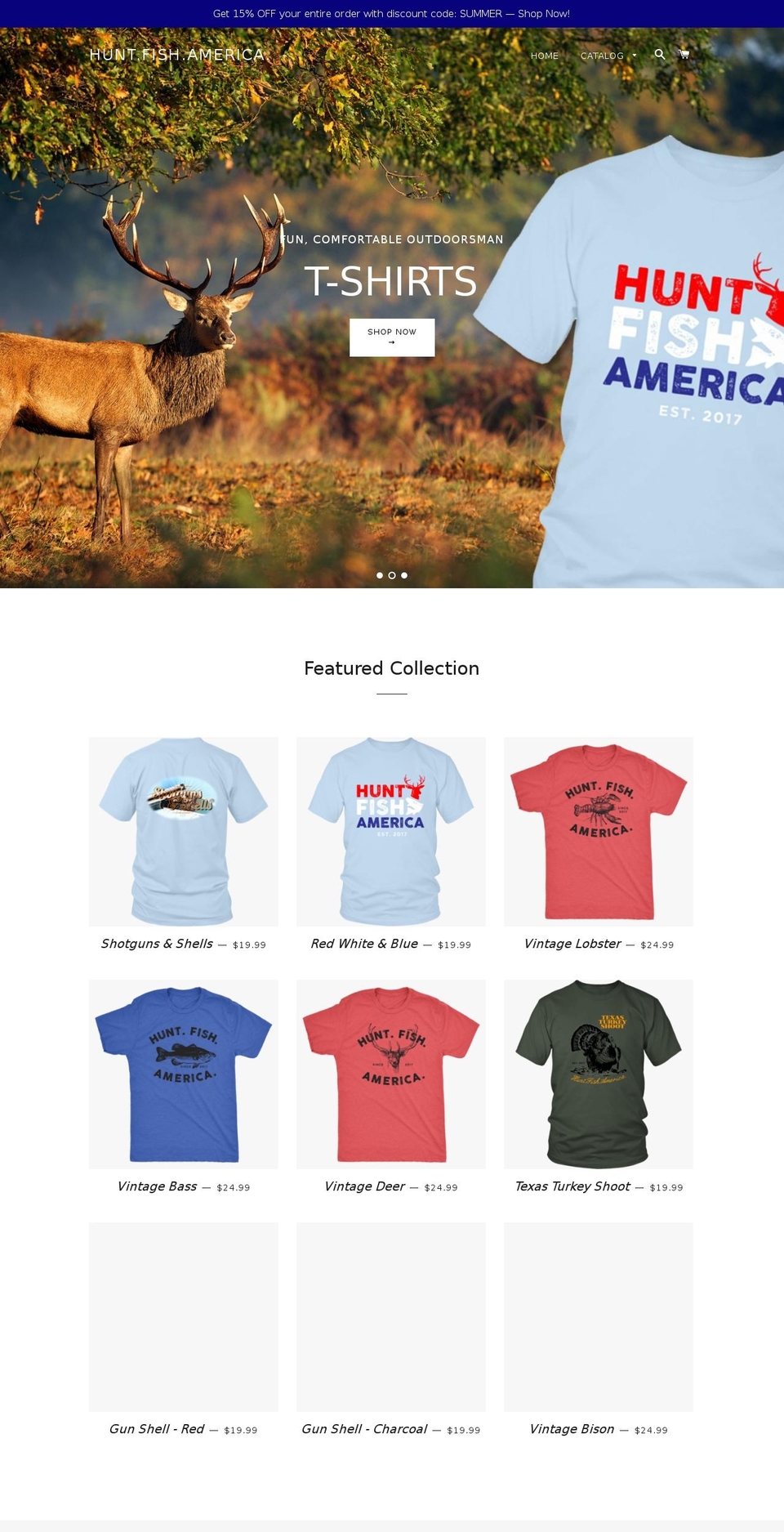 huntfishamerica.com — Shopify storefront screenshot