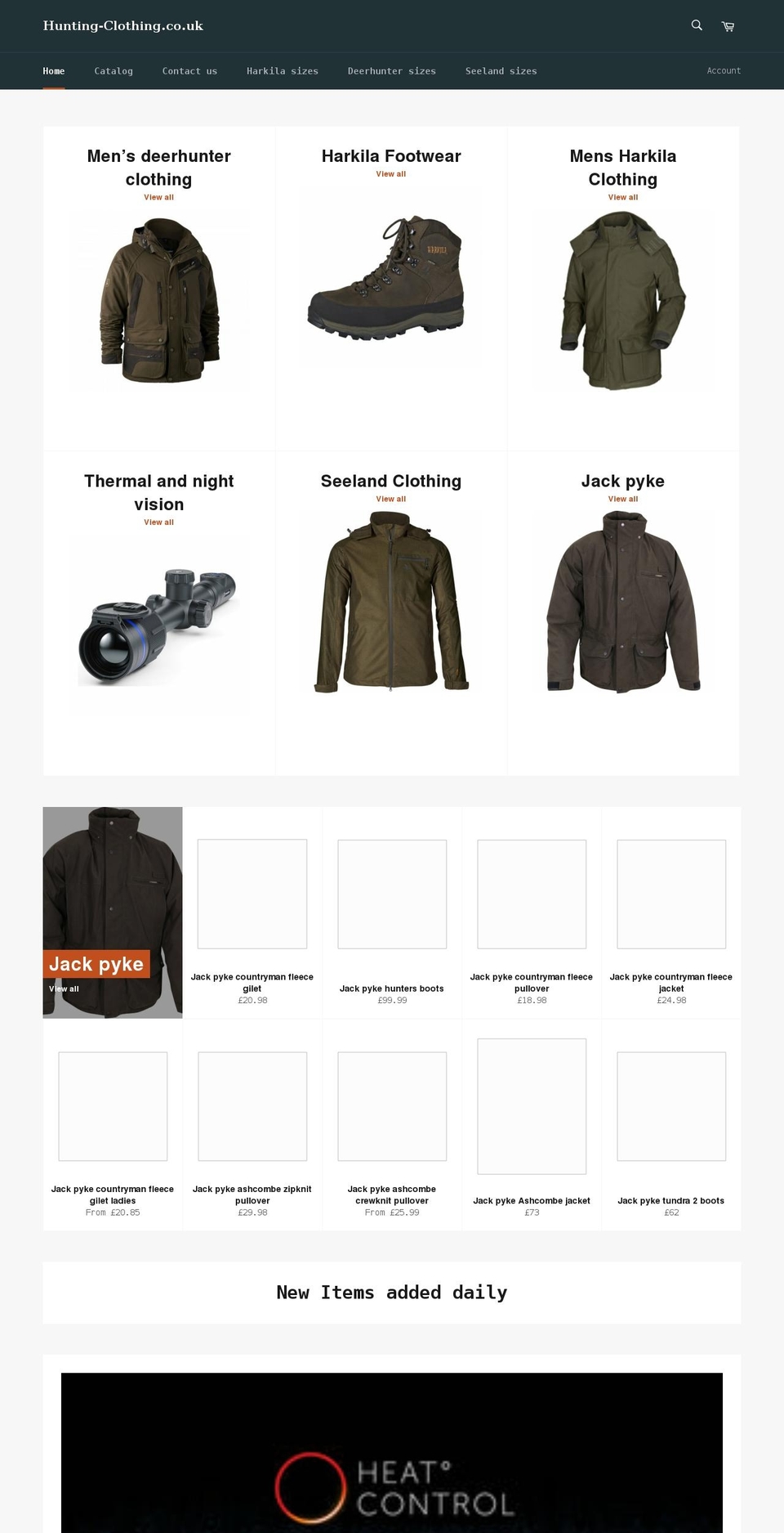 hunting-clothing.co.uk shopify website screenshot