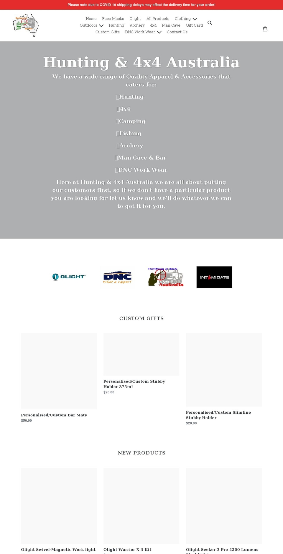 huntingand4x4australia.com shopify website screenshot