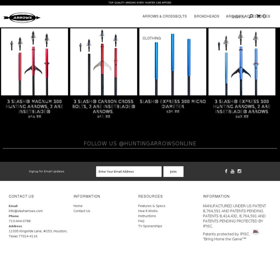 huntingarrowsonline.com — Shopify storefront screenshot