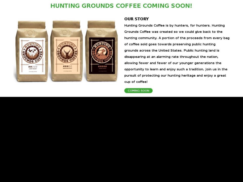 huntinggroundscoffee.com — Shopify storefront screenshot