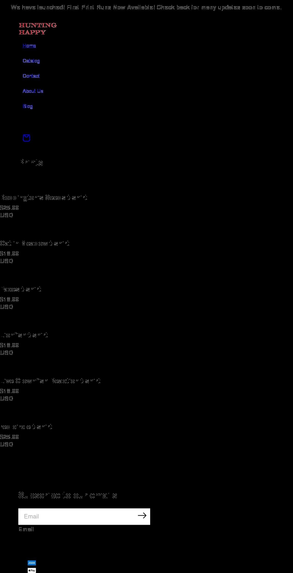 huntinghappy.com shopify website screenshot