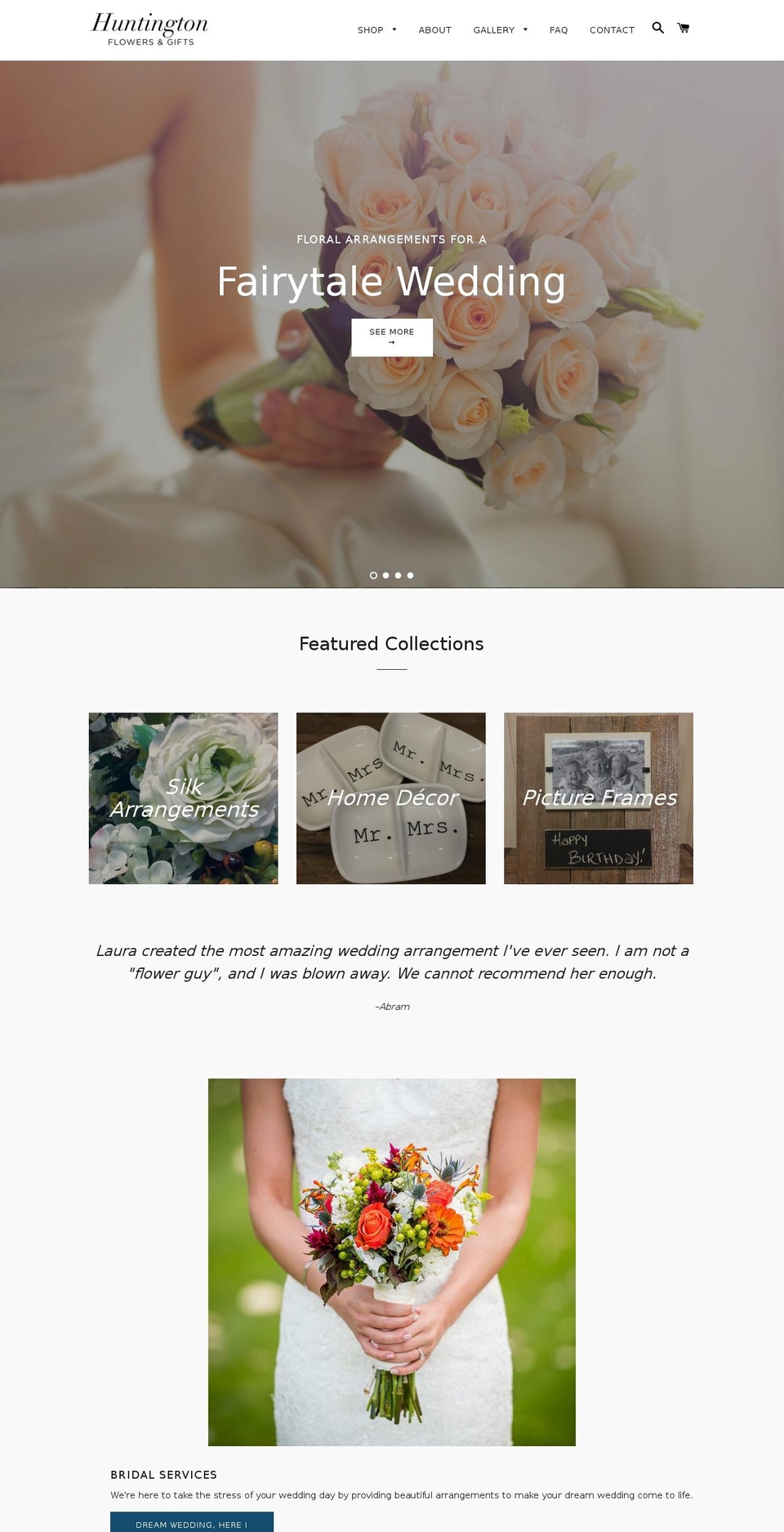 huntingtonflowersny.com — Shopify storefront screenshot