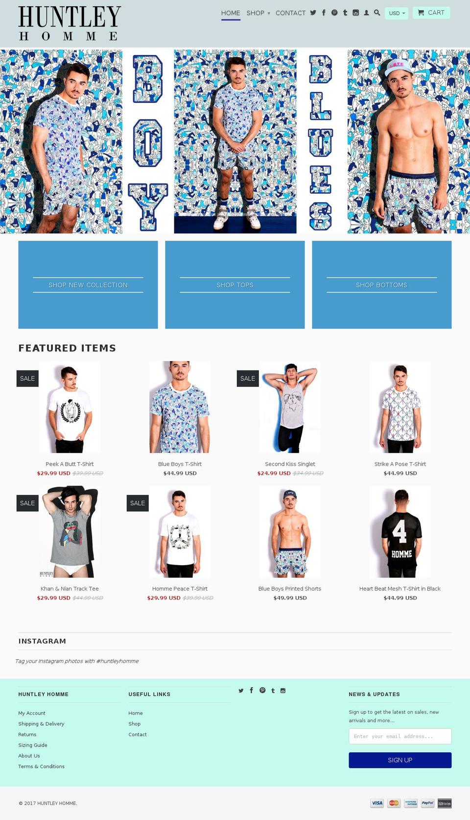 huntleyhomme.com shopify website screenshot