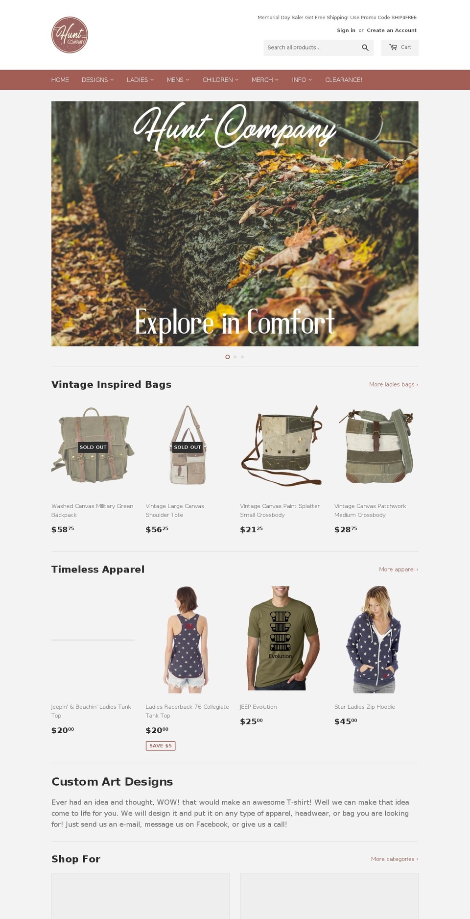 huntncompany.com — Shopify storefront screenshot