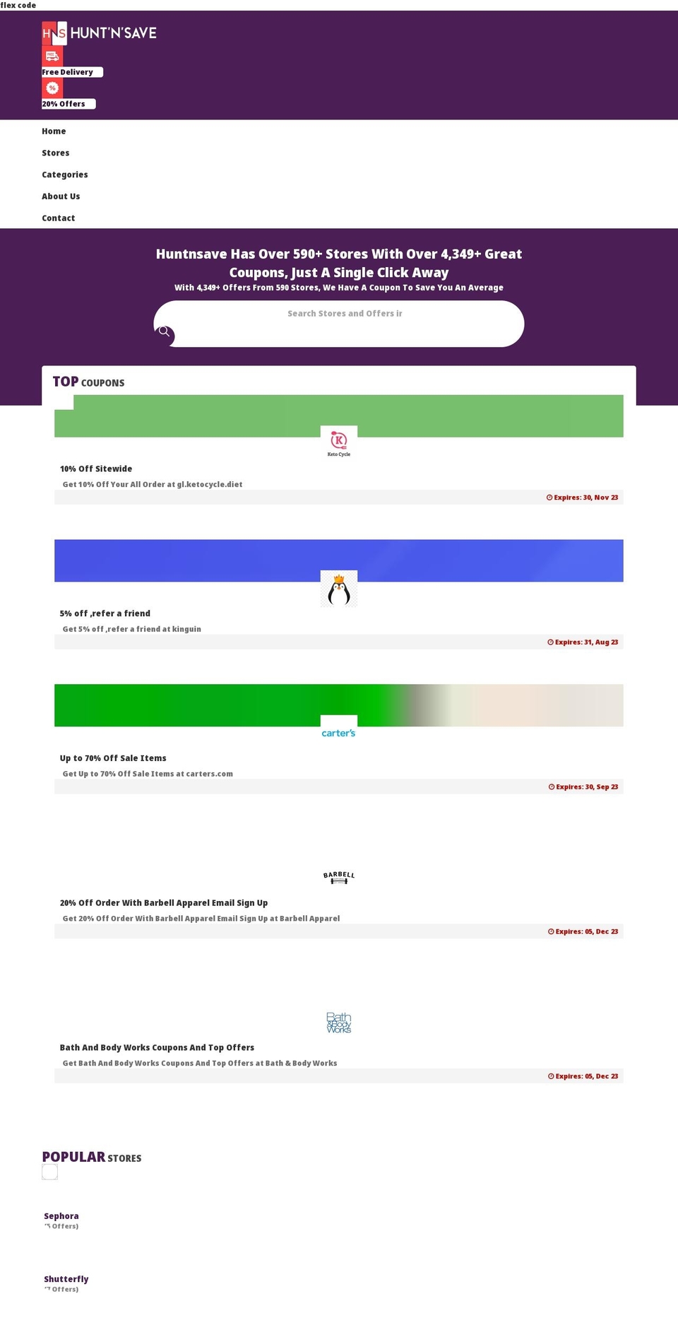huntnsave.com — Shopify storefront screenshot
