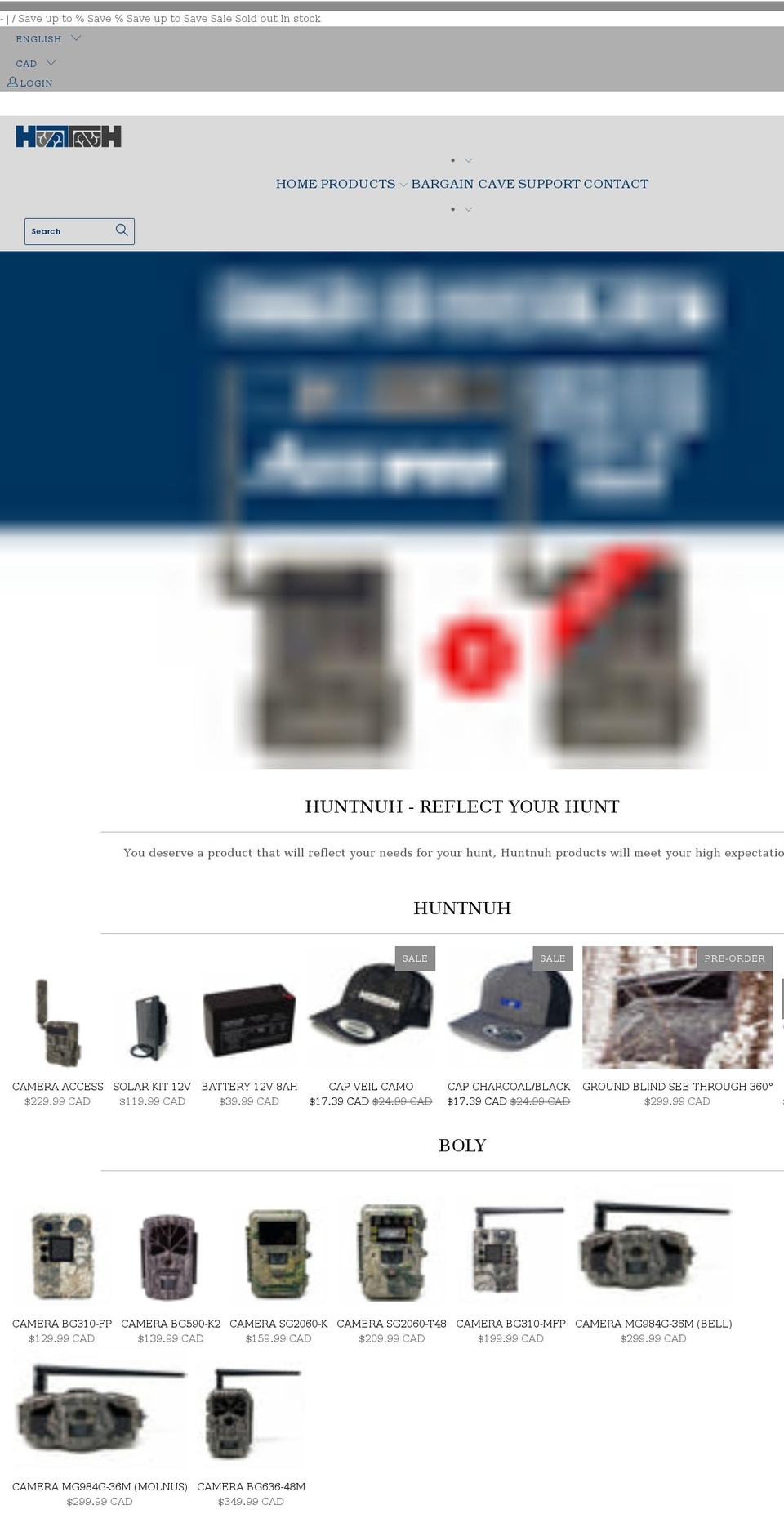 huntnuh.com shopify website screenshot