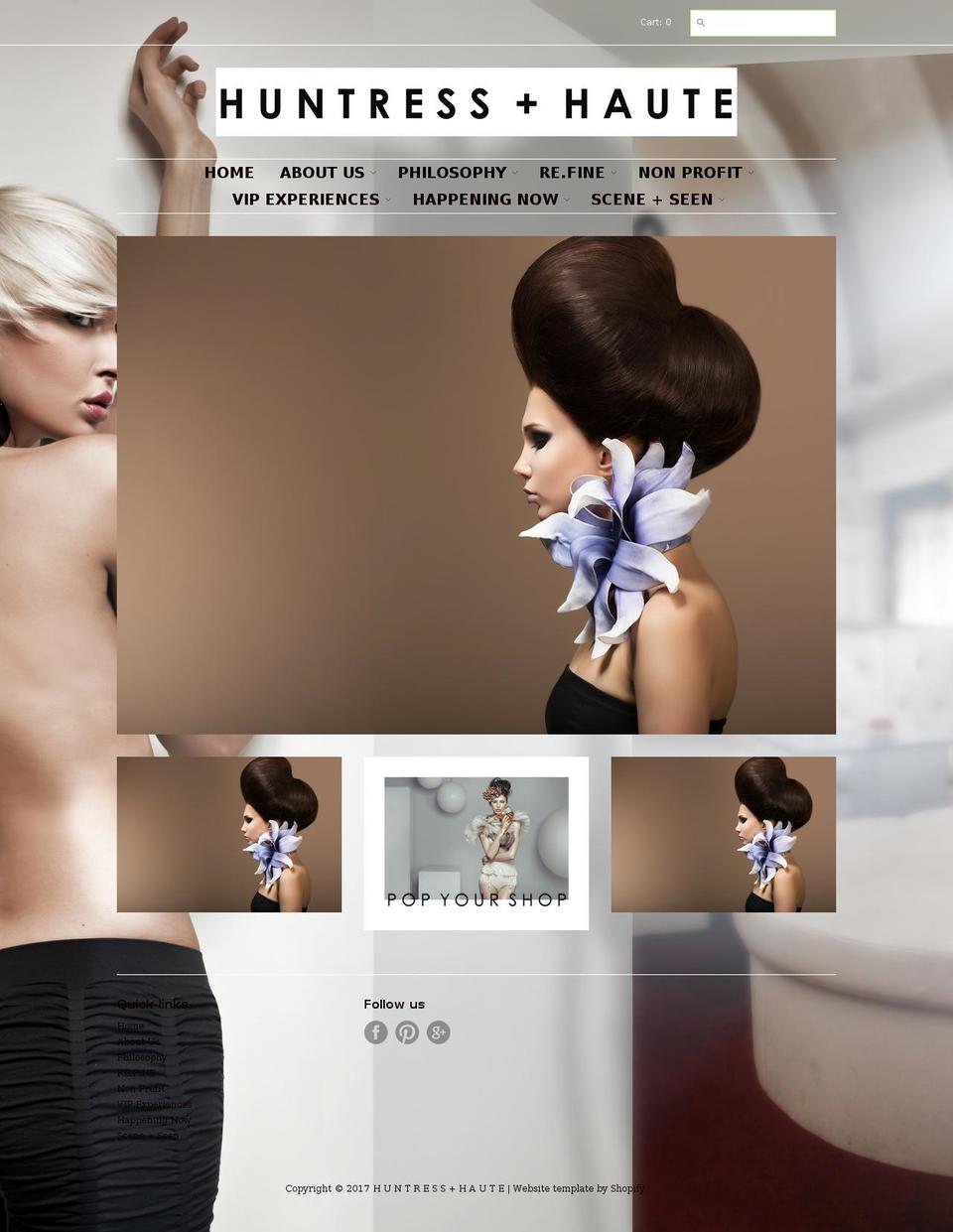 huntressandhaute.com shopify website screenshot