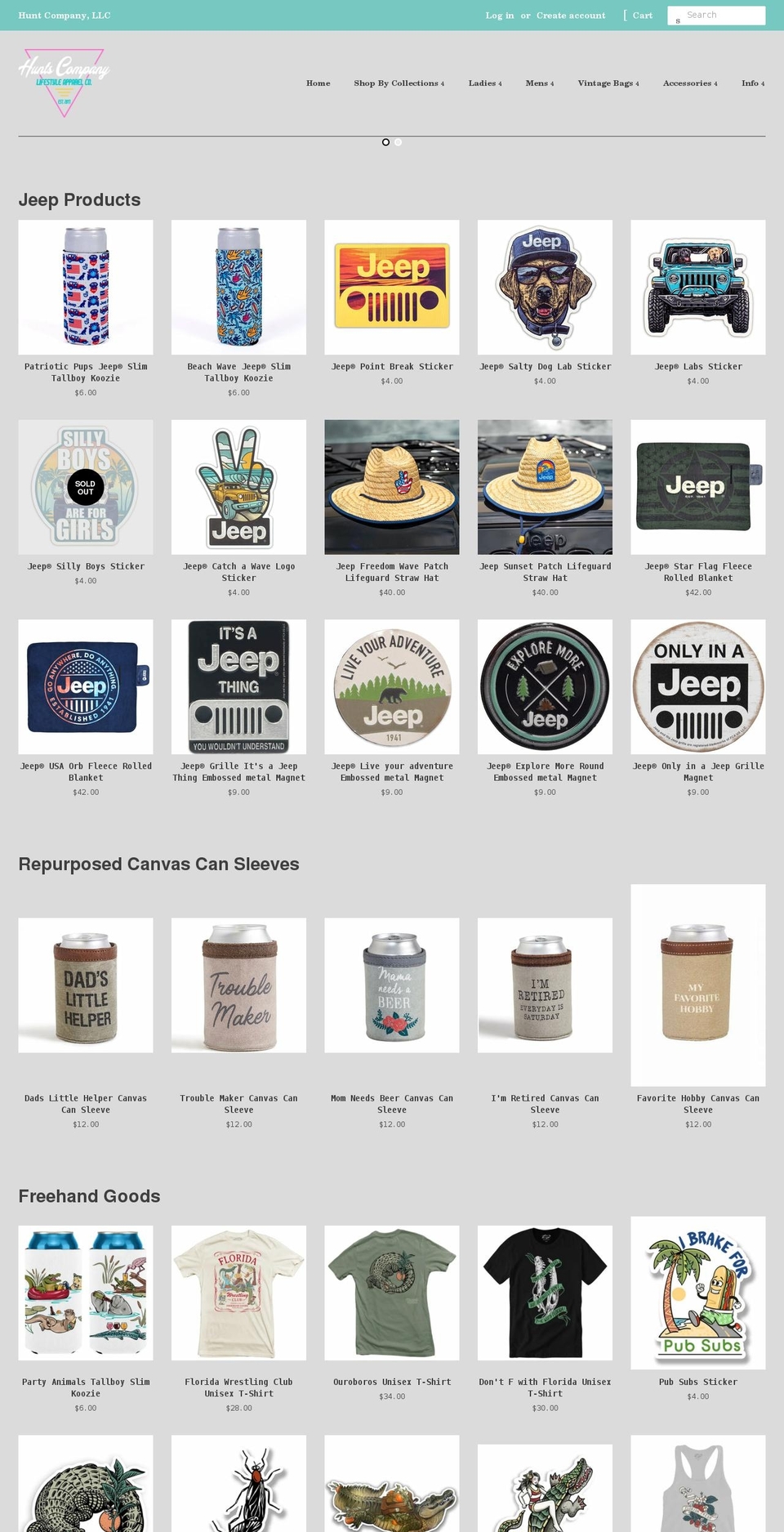 huntscompany.com shopify website screenshot