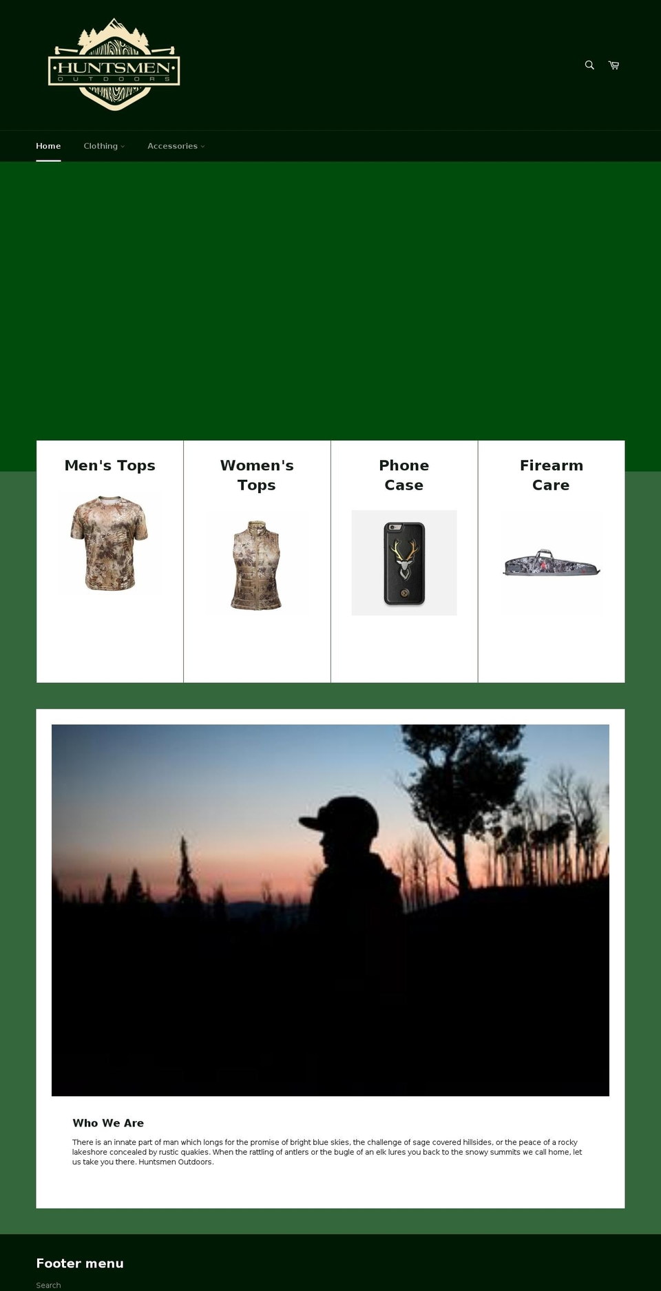 huntsmengear.com shopify website screenshot