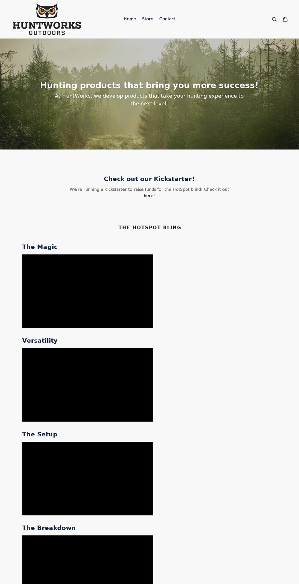 huntworksoutdoors.com shopify website screenshot