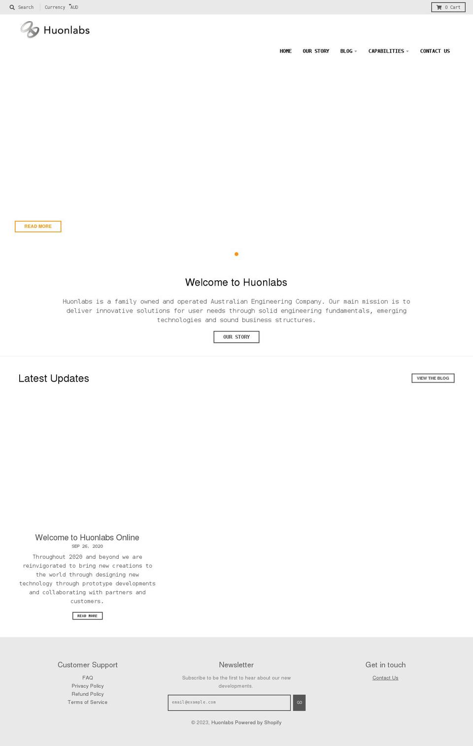 huonlabs.com shopify website screenshot