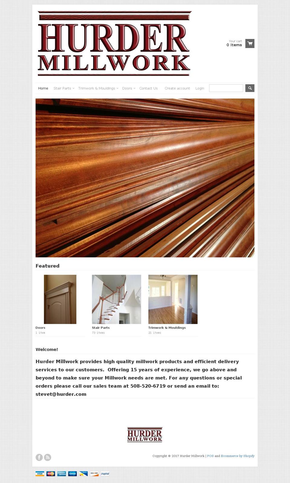 hurdermillwork.com shopify website screenshot