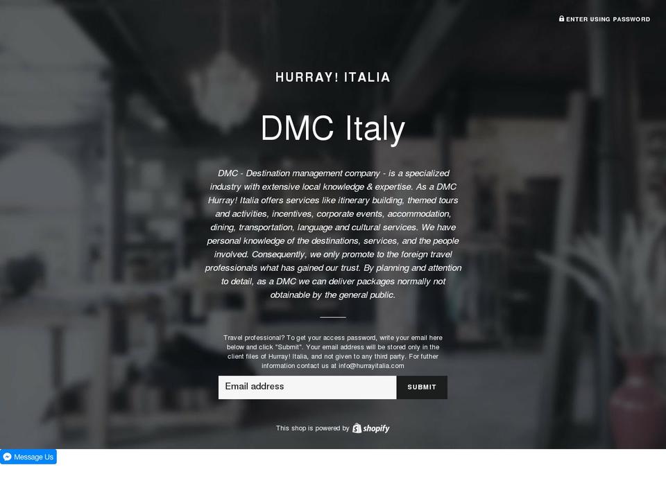 hurrayitalia.com — Shopify storefront screenshot