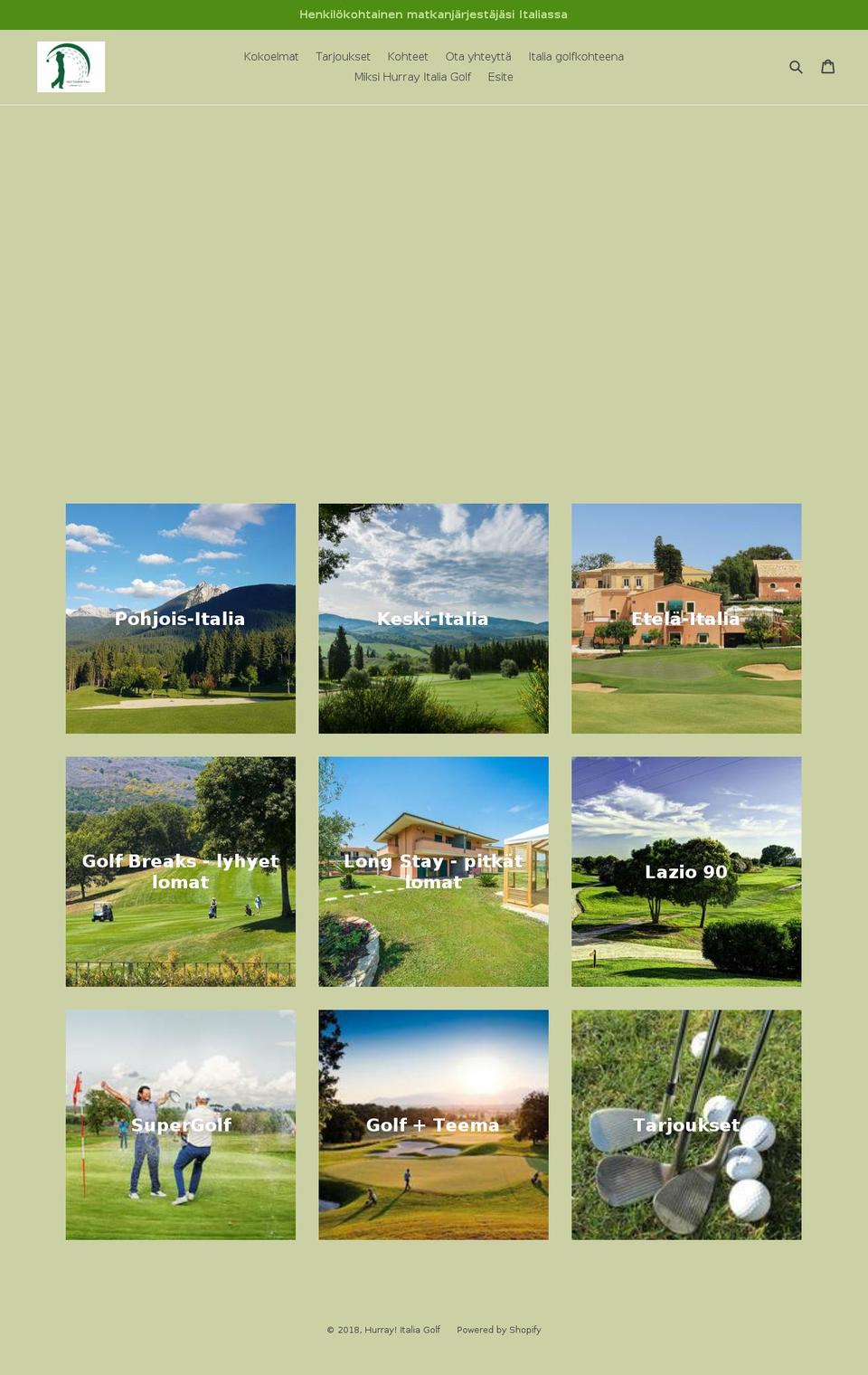 hurrayitaliagolf.com — Shopify storefront screenshot