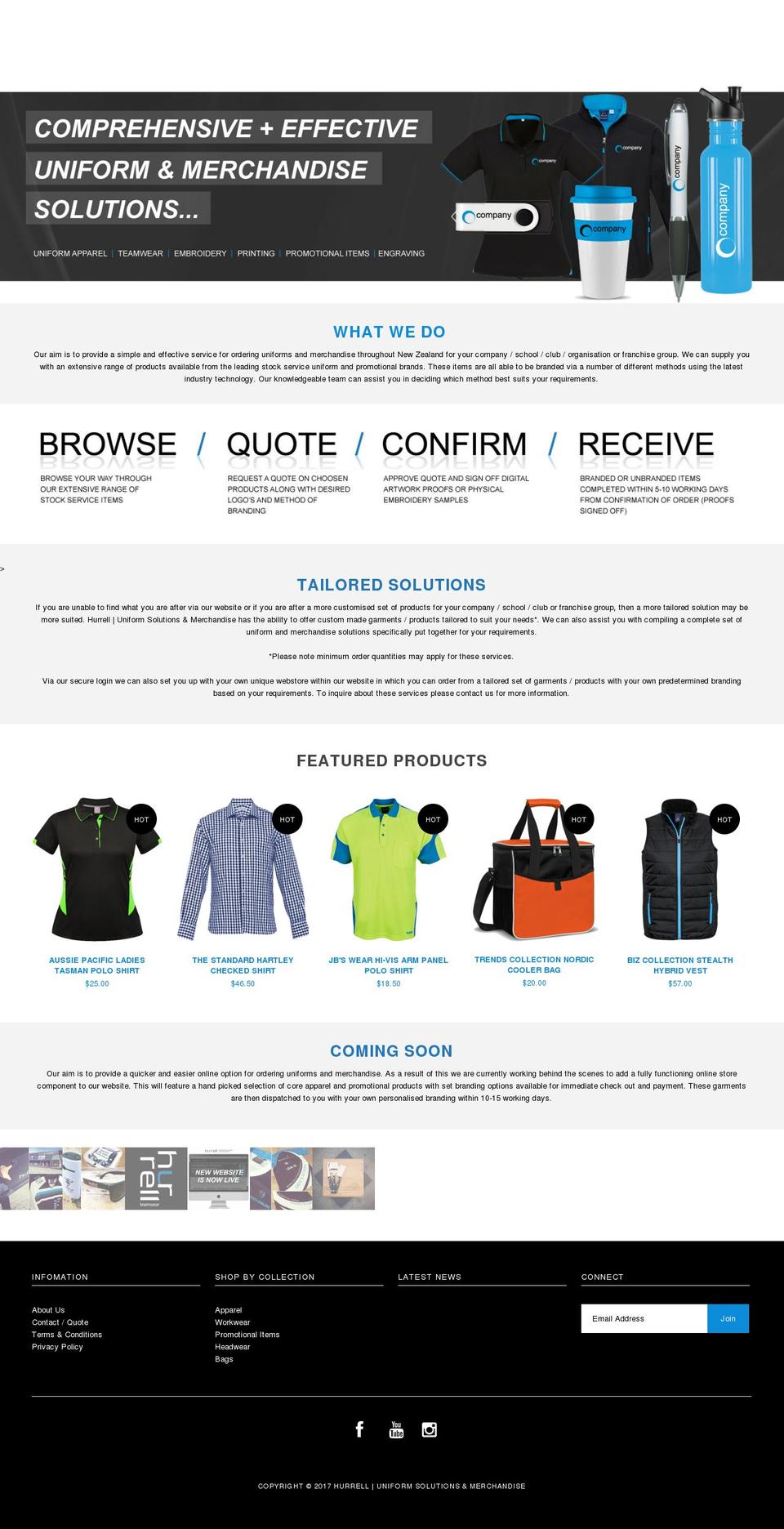 hurrells.co.nz shopify website screenshot