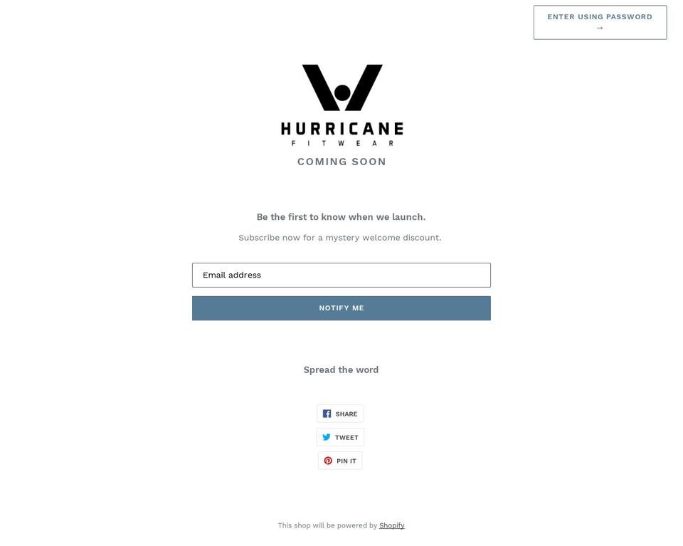 hurricanefitwear.com — Shopify storefront screenshot