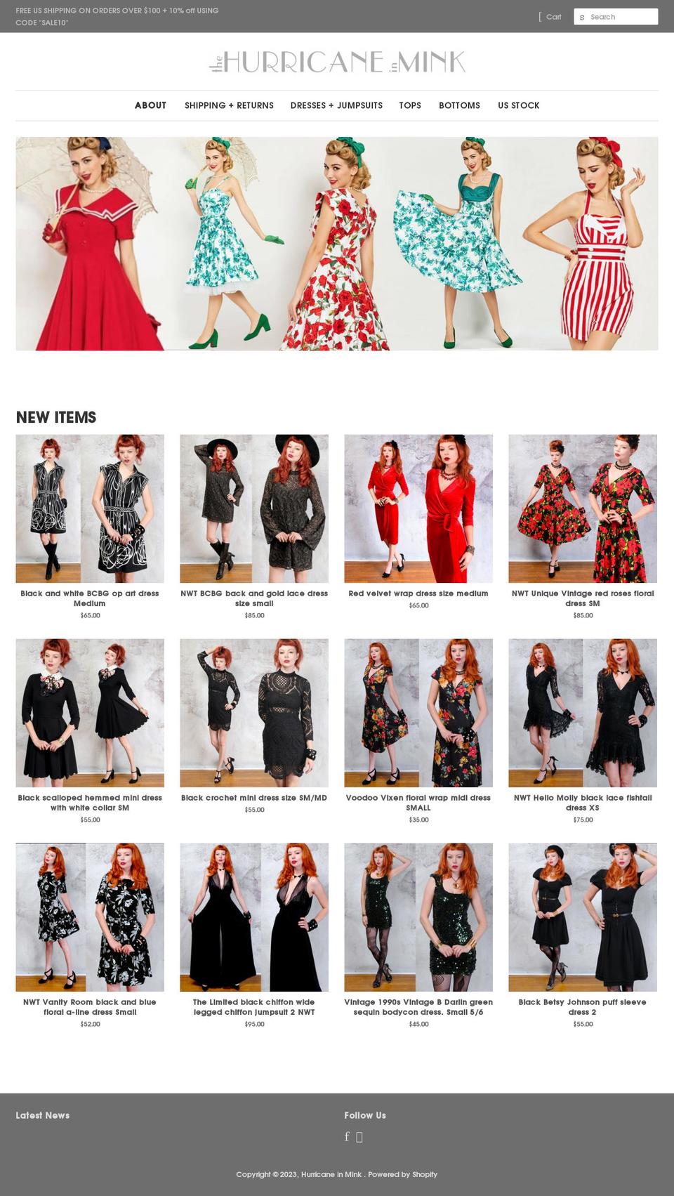 hurricaneinmink.com shopify website screenshot