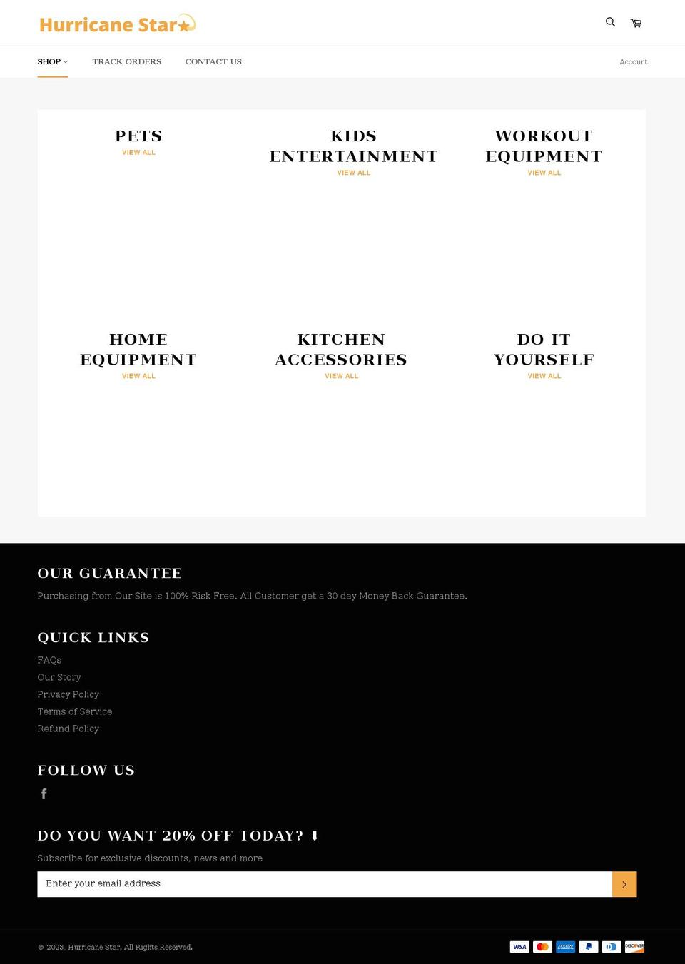 hurricanestar.com shopify website screenshot