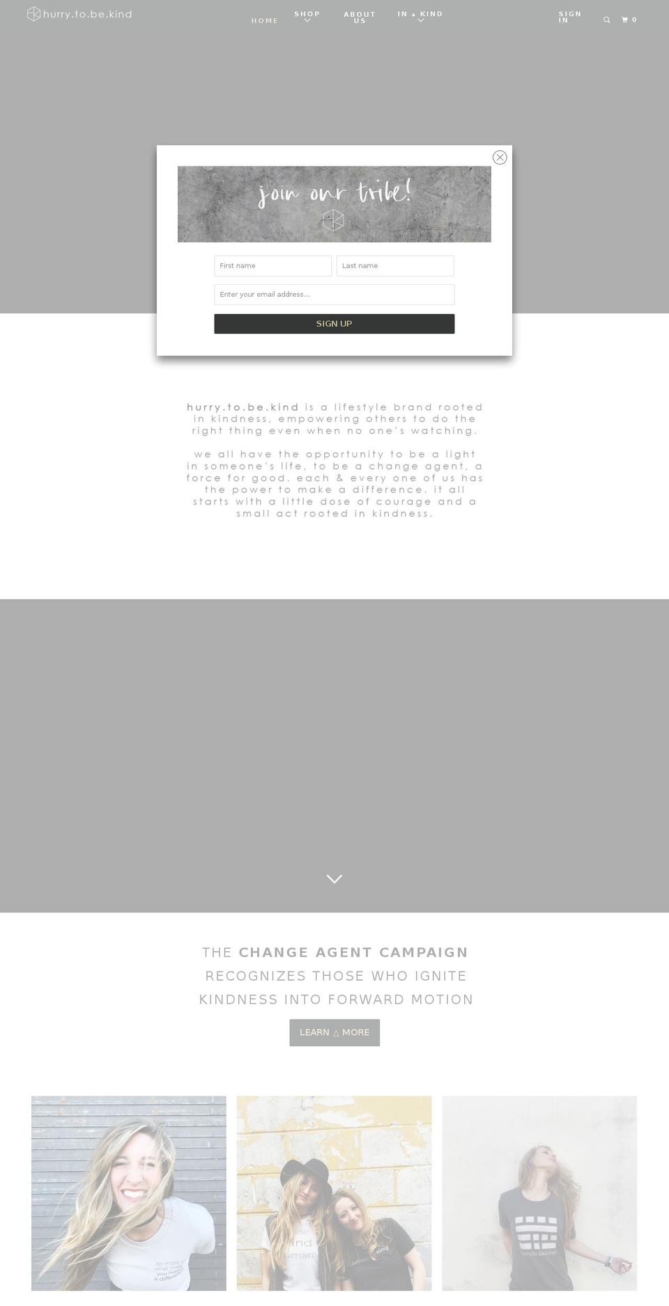 hurrytobekind.com — Shopify storefront screenshot