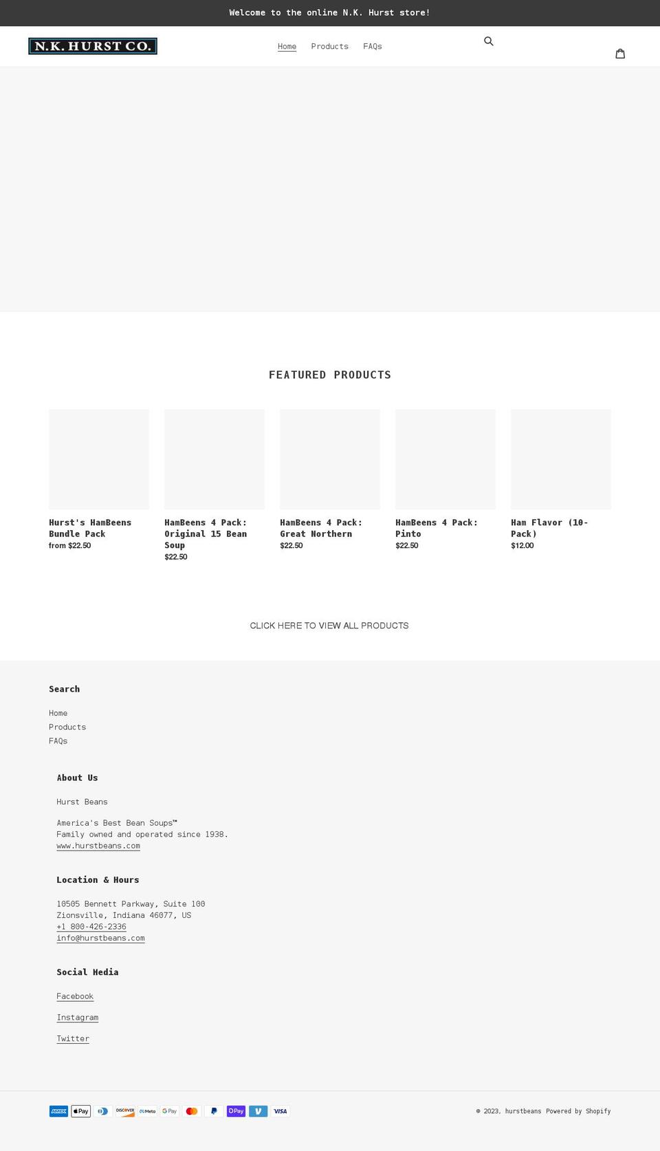 hurstbeans.myshopify.com shopify website screenshot