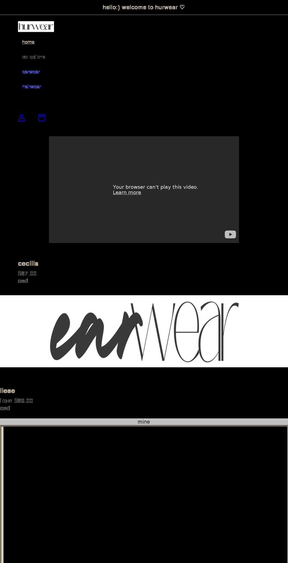 hurwear.com shopify website screenshot