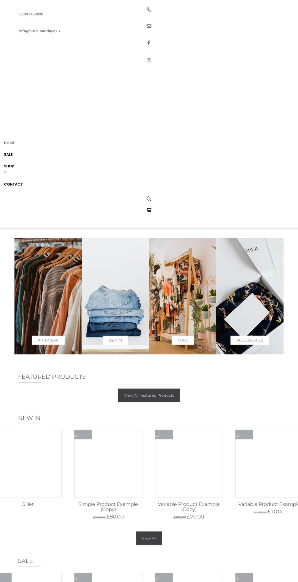 hush-boutique.uk shopify website screenshot