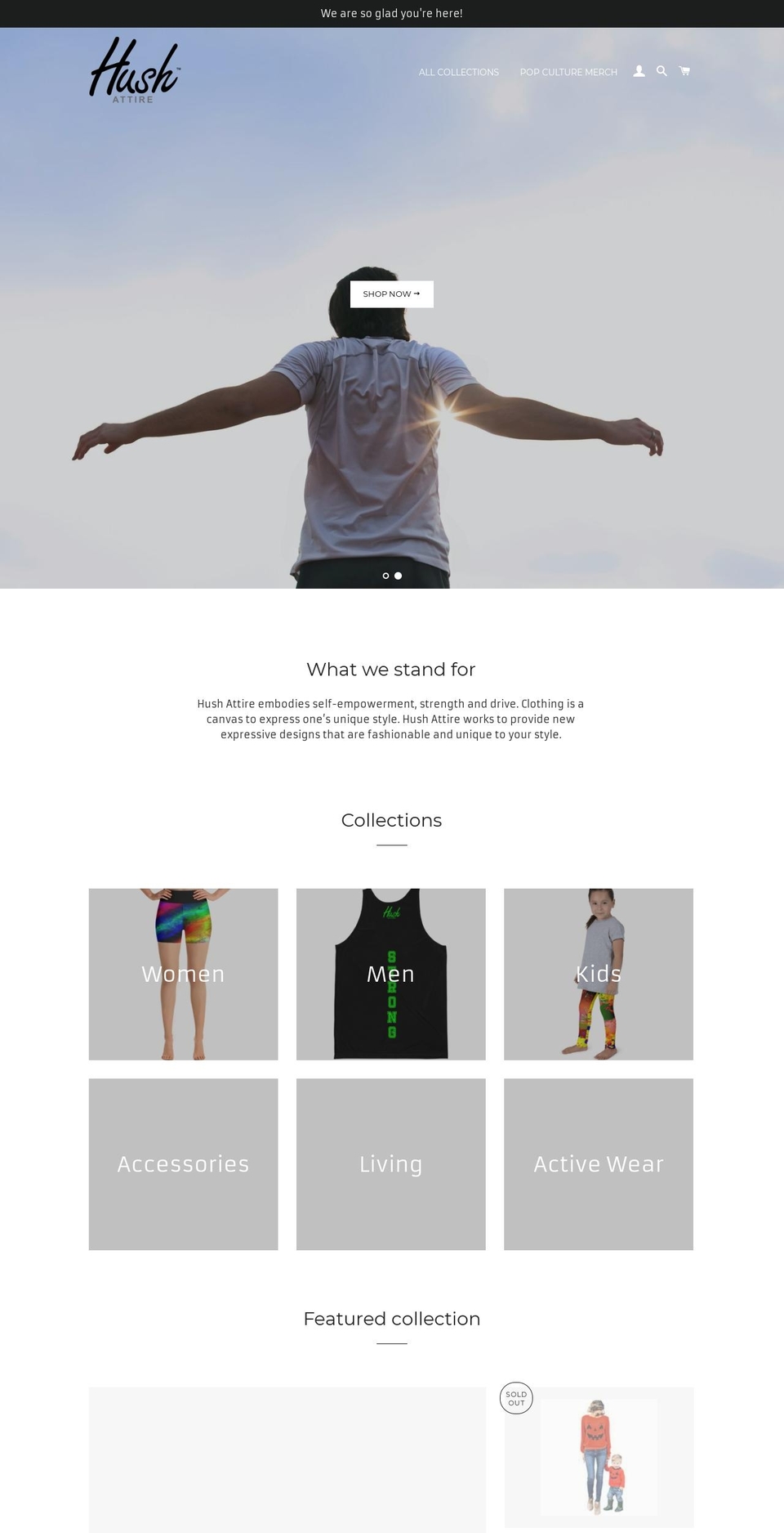 hushattire.com — Shopify storefront screenshot
