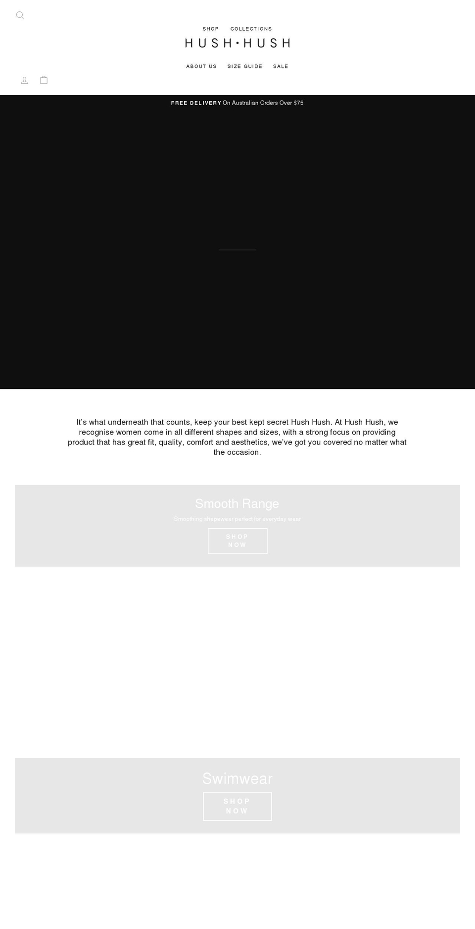hushhush.com.au shopify website screenshot