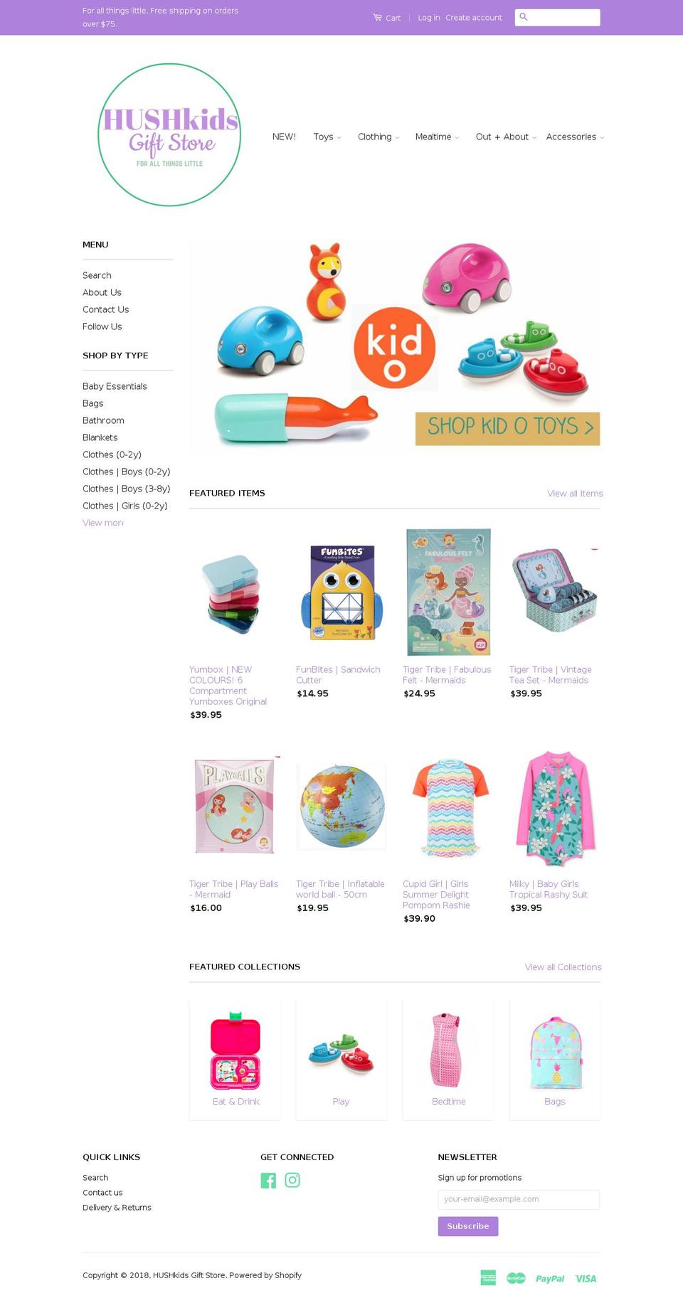 hushkids.com.au shopify website screenshot